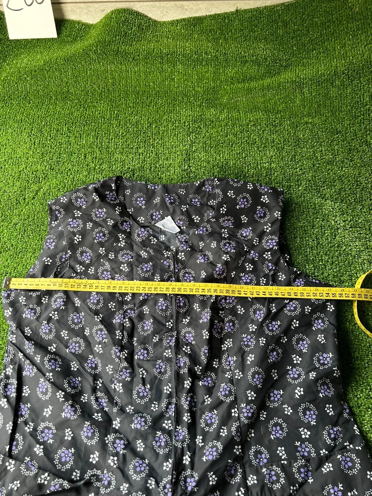 Kwaliteitsvolle vintage retro jurk h. T. met paarse patronen Lila zwart – photo 7